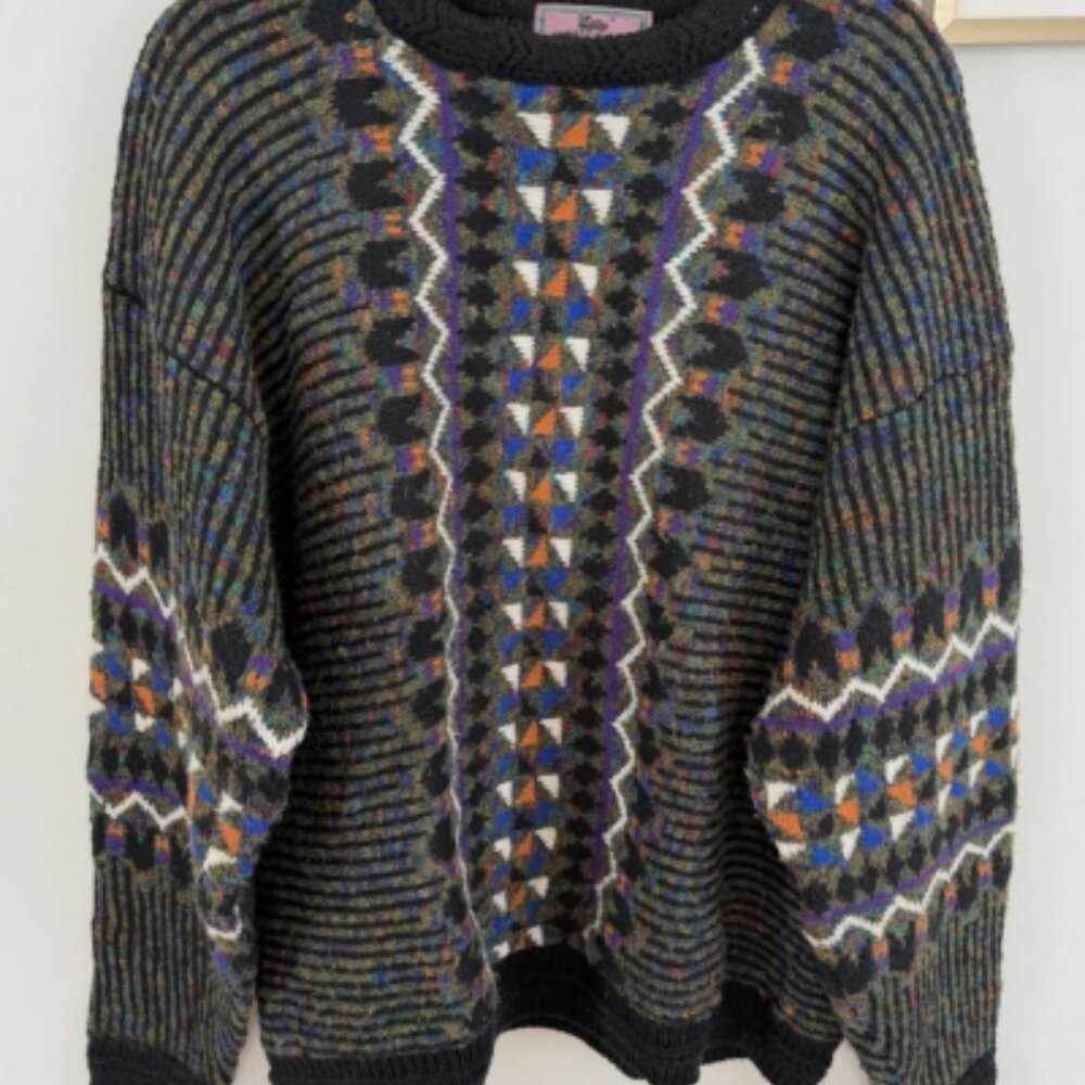 Vintage 90s Concrete Mix 3D Textured Pullover Sweater Size Large